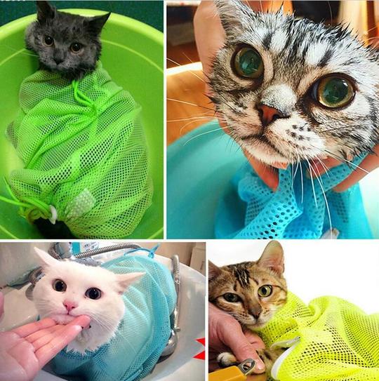 Adjustable Multifunctional Polyester Cat Washing Bag