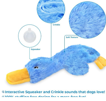Duck Interactive Squeaky Dog Chew Toy For All Dog Types Small Medium Large - Gleeful Tails