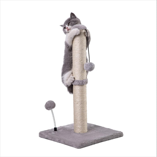 Cat Scratching Post Premium Basics Kitten Scratcher Sisal Scratch Posts With Hanging Ball - Gleeful Tails