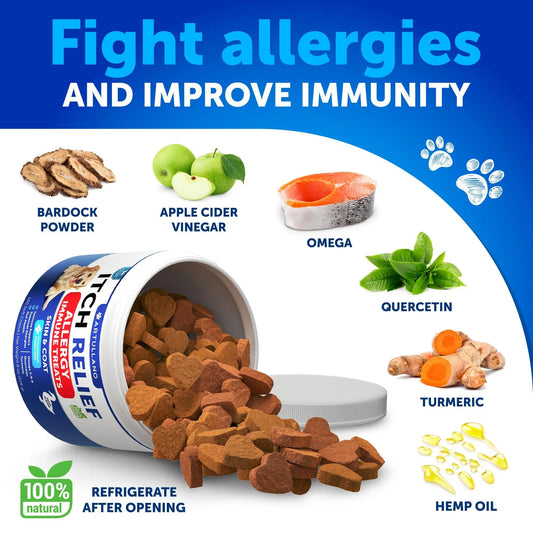 Dog Allergy Relief Chews Itching Skin Relief For Dogs Fish Oil 3 Seasonal Allergies Chews - Gleeful Tails