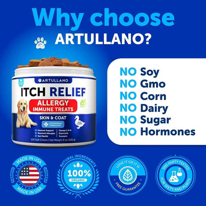 Dog Allergy Relief Chews Itching Skin Relief For Dogs Fish Oil 3 Seasonal Allergies Chews - Gleeful Tails