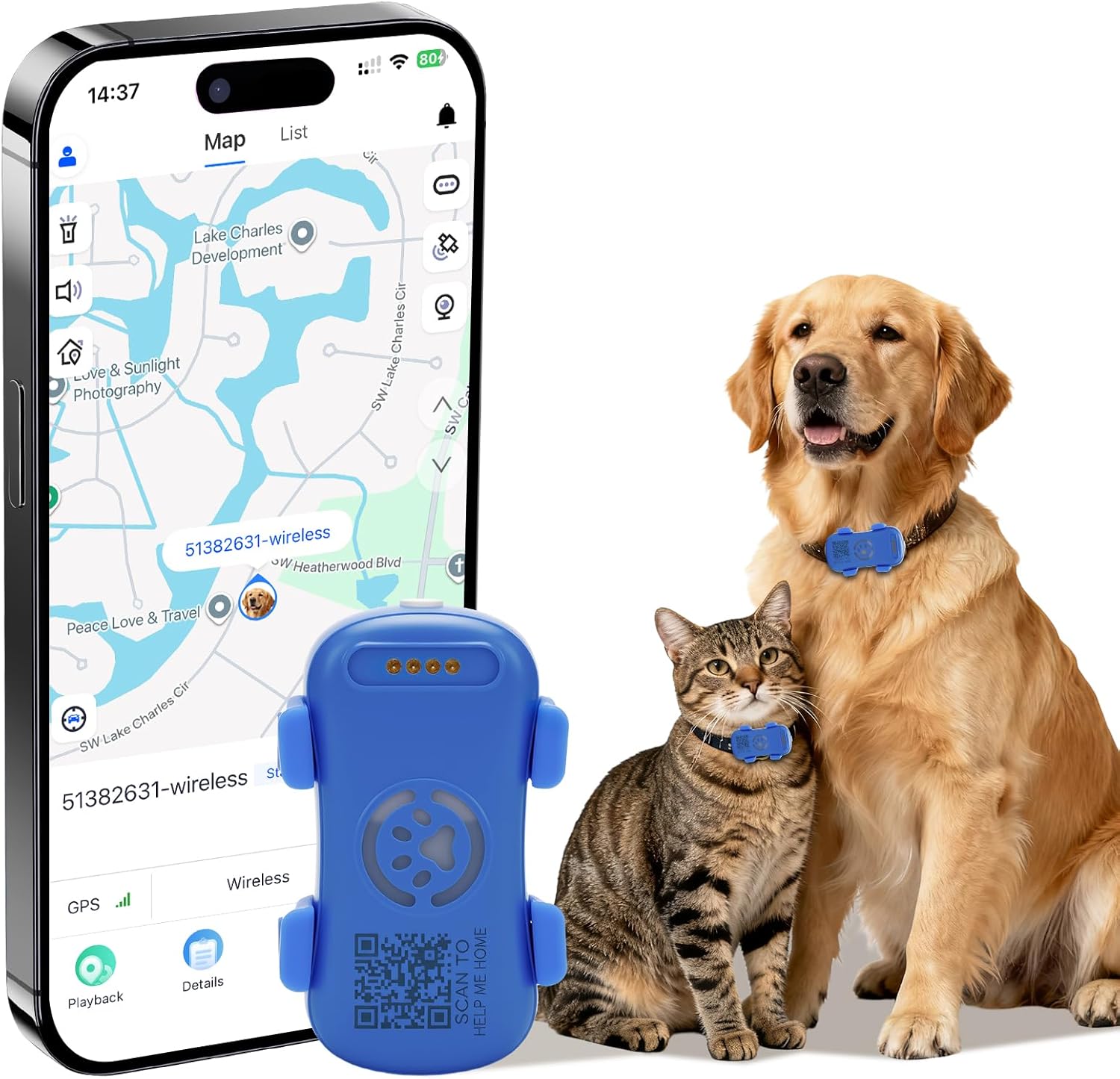 Dog GPS Tracker Real Time, Anti-Lost Pet Tracker With Geofence, Alerts, Unlimited Distance Tracking Attachment - Gleeful Tails