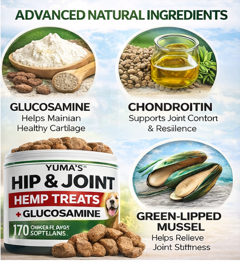 Hemp Hip And Joint Supplement For Dogs Glucosamine For Dogs Joint Pain Relief With MSM Advanced Dog Joint Supplement Health Glucosamine For Dogs Chews - Gleeful Tails