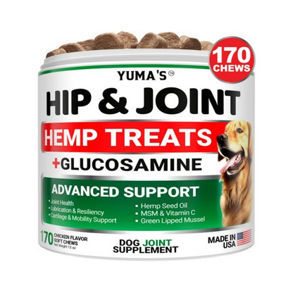 Hemp Hip And Joint Supplement For Dogs Glucosamine For Dogs Joint Pain Relief With MSM Advanced Dog Joint Supplement Health Glucosamine For Dogs Chews - Gleeful Tails